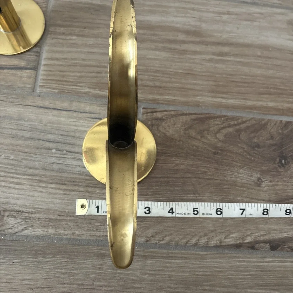 Two Mid-Century Modern Sculpted Brass‎ Swedish Lily Candle Holder by Ivar Bjork